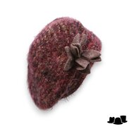 panizza knitted baret wolmix berry red