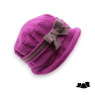 panizza cloche met strik fleece fuchsia en taupe