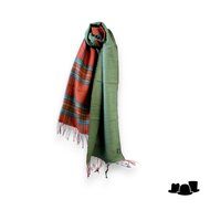 panizza sjaal katoenmix tartan en pied de poule rood groen