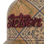 stetson trucker cap vintage print beige blue