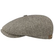 stetson hatteras newsboy cap silk visgraat zwart taupe