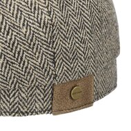 stetson hatteras newsboy cap silk visgraat zwart taupe