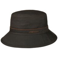 stetson bucket regenhoed waxed cotton dark brown