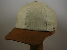 Wigens Baseballcap Linnen met suede look Naturel