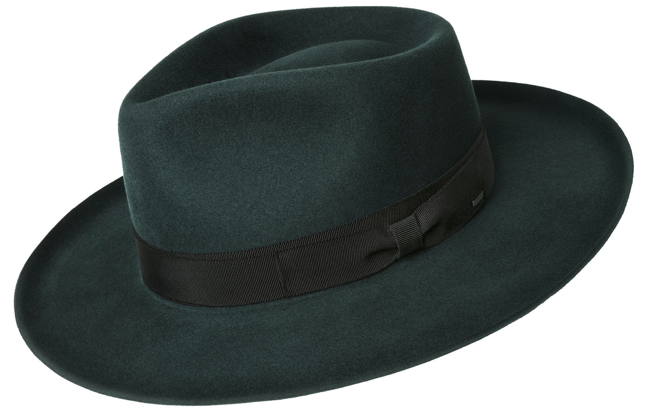 Bailey Bankside Merino Fedora Wide Brim Dark Pine