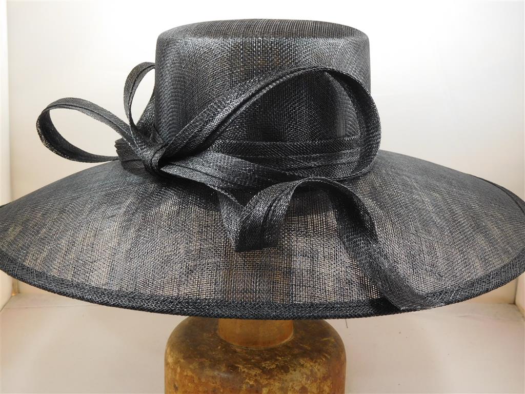 Maddox Occasion Hat Wide Brim Slim Bow Black