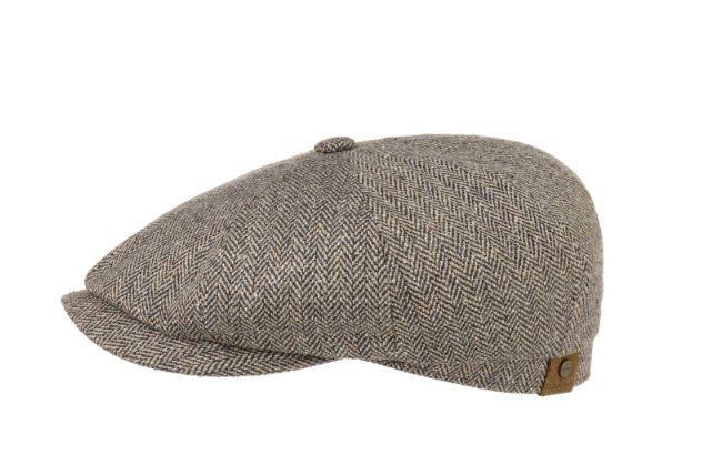 stetson hatteras newsboy cap silk visgraat naturel