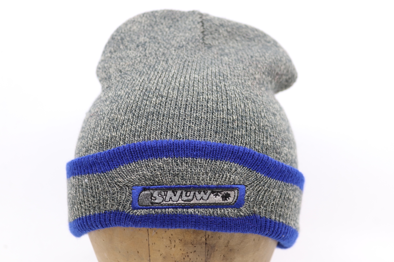 Fiebig knitted kinder beanie Blauw en Grijs Snow