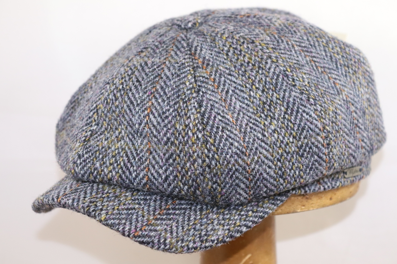 Wigens Newsboy Classic Cap Harris Tweed Dark Blue