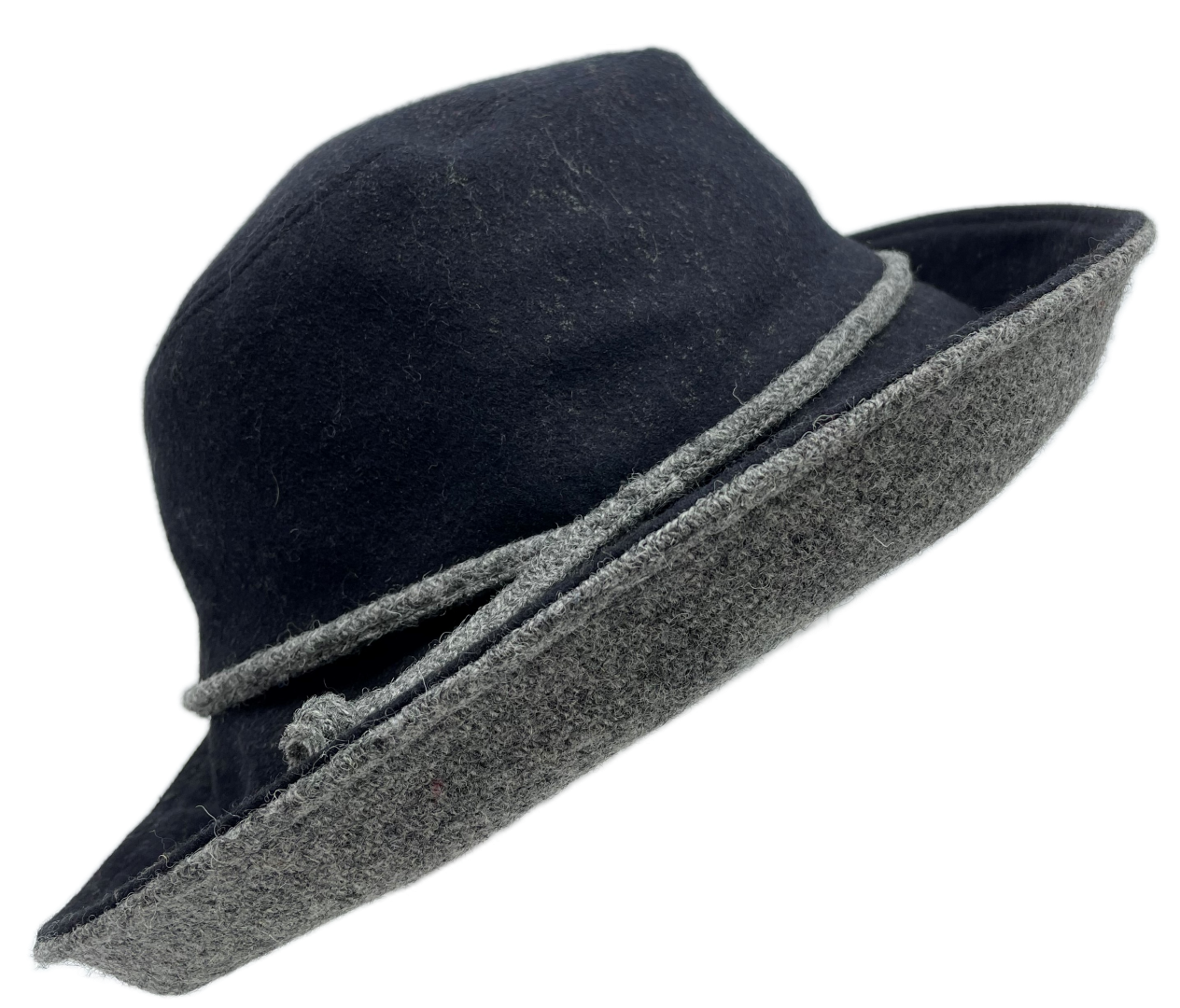 bronte clochehoed fedora wol zwart grijs