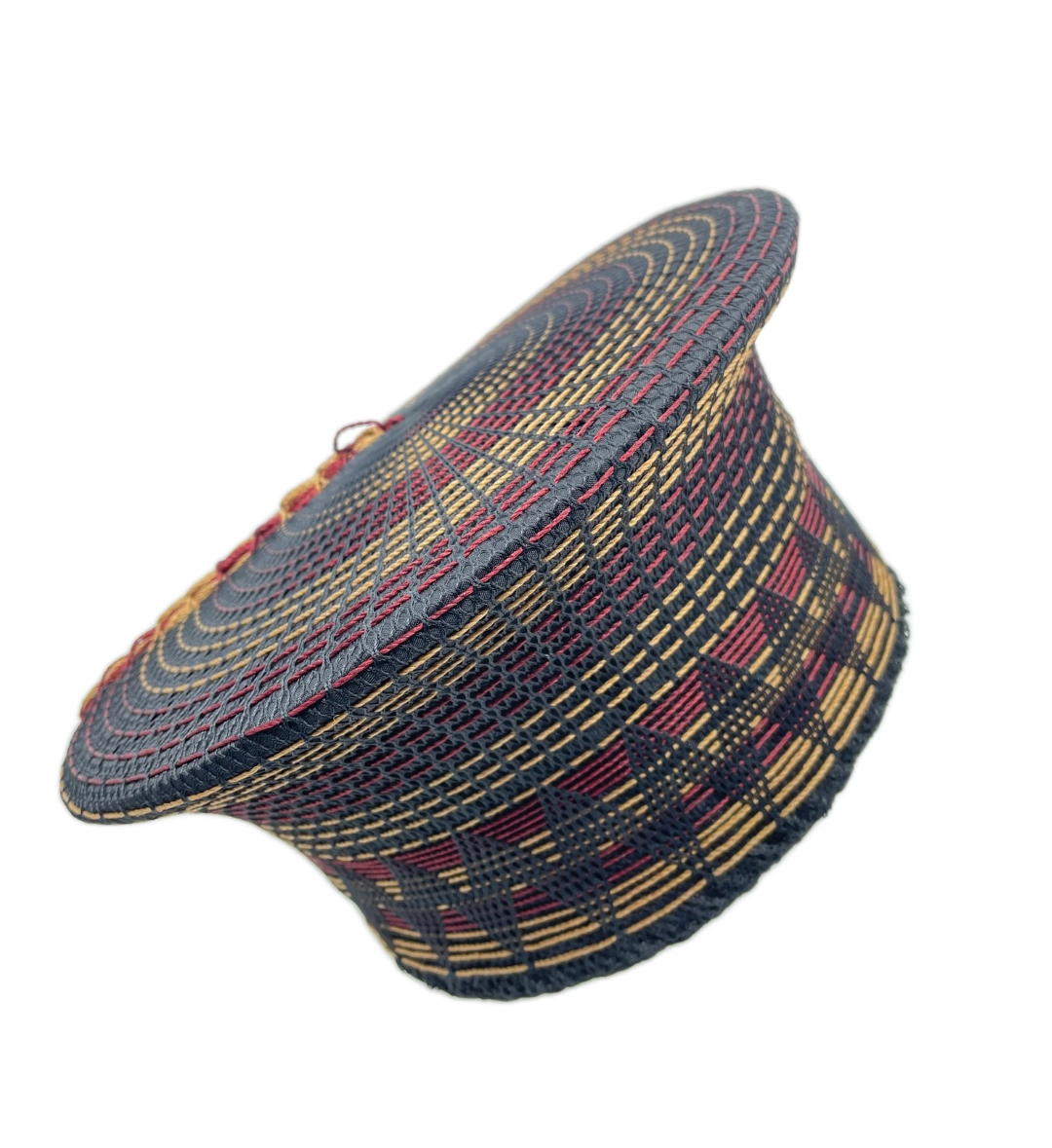 isicholo traditional zulu matron hat black bordeaux and beige