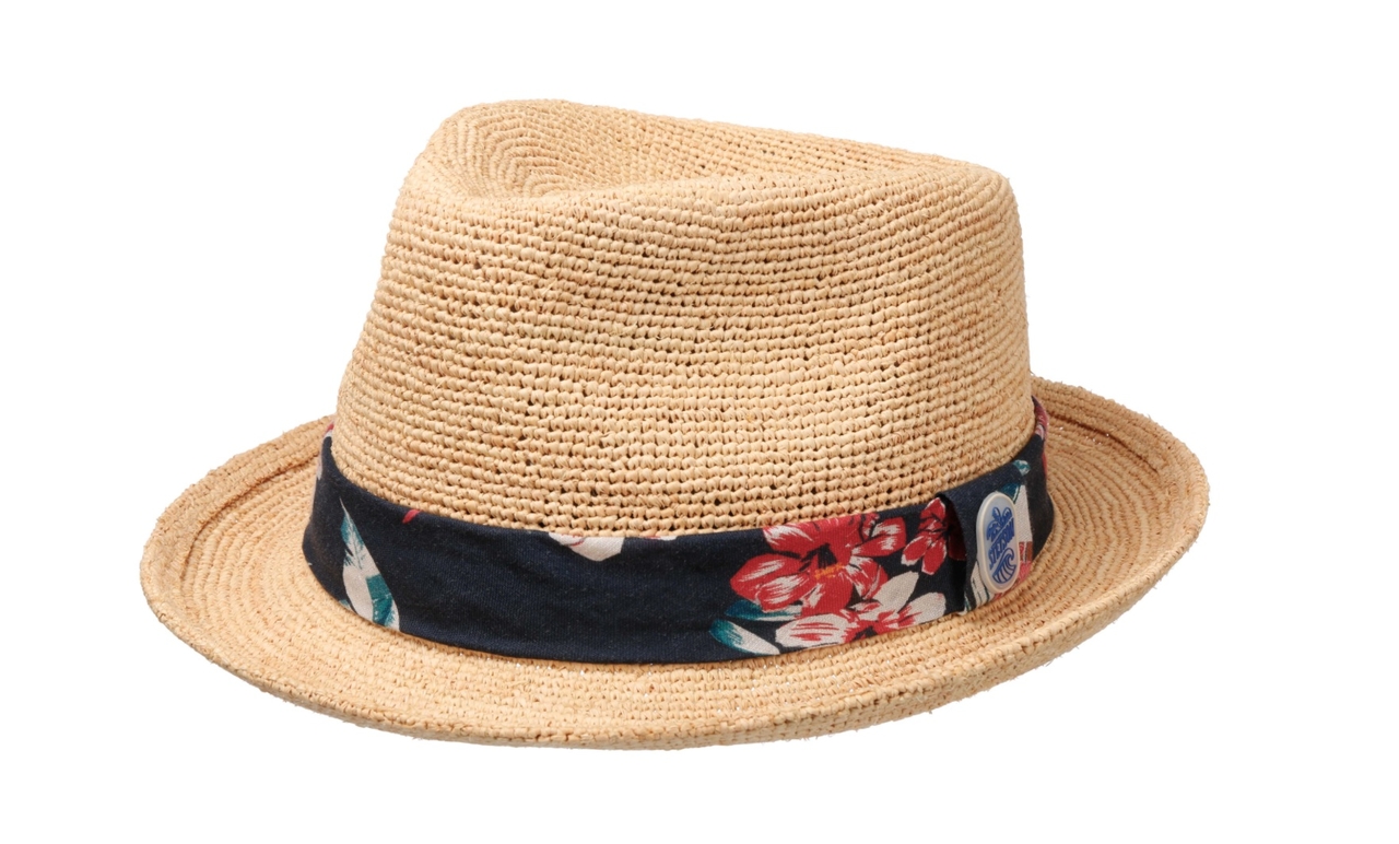 stetson player crochet stro naturel met zomerse lint