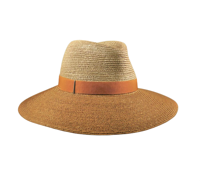 Marzi Fedora bandstro Twotone Naturel CAMEL