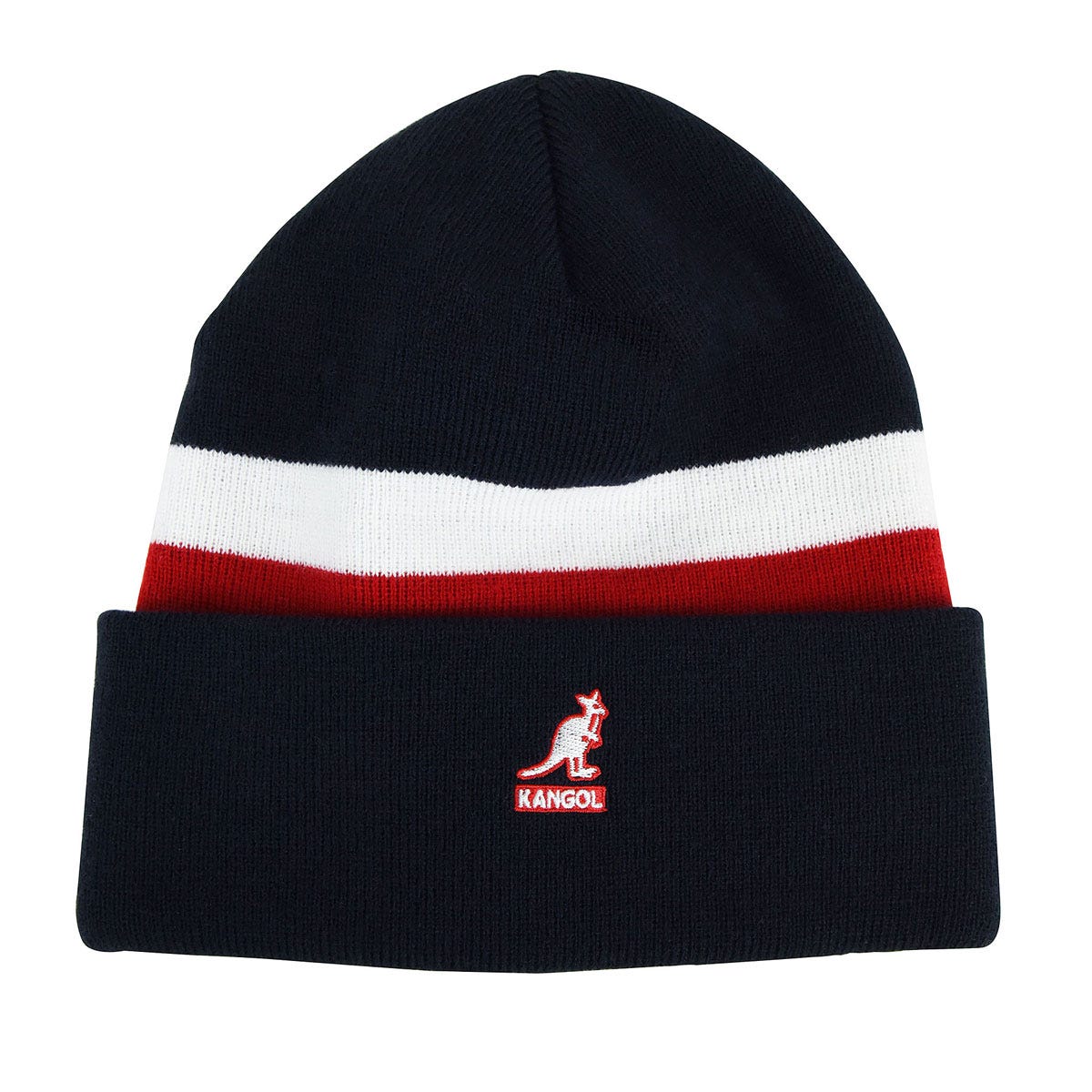 kangol beanie pull on acrylic dual stripe navy