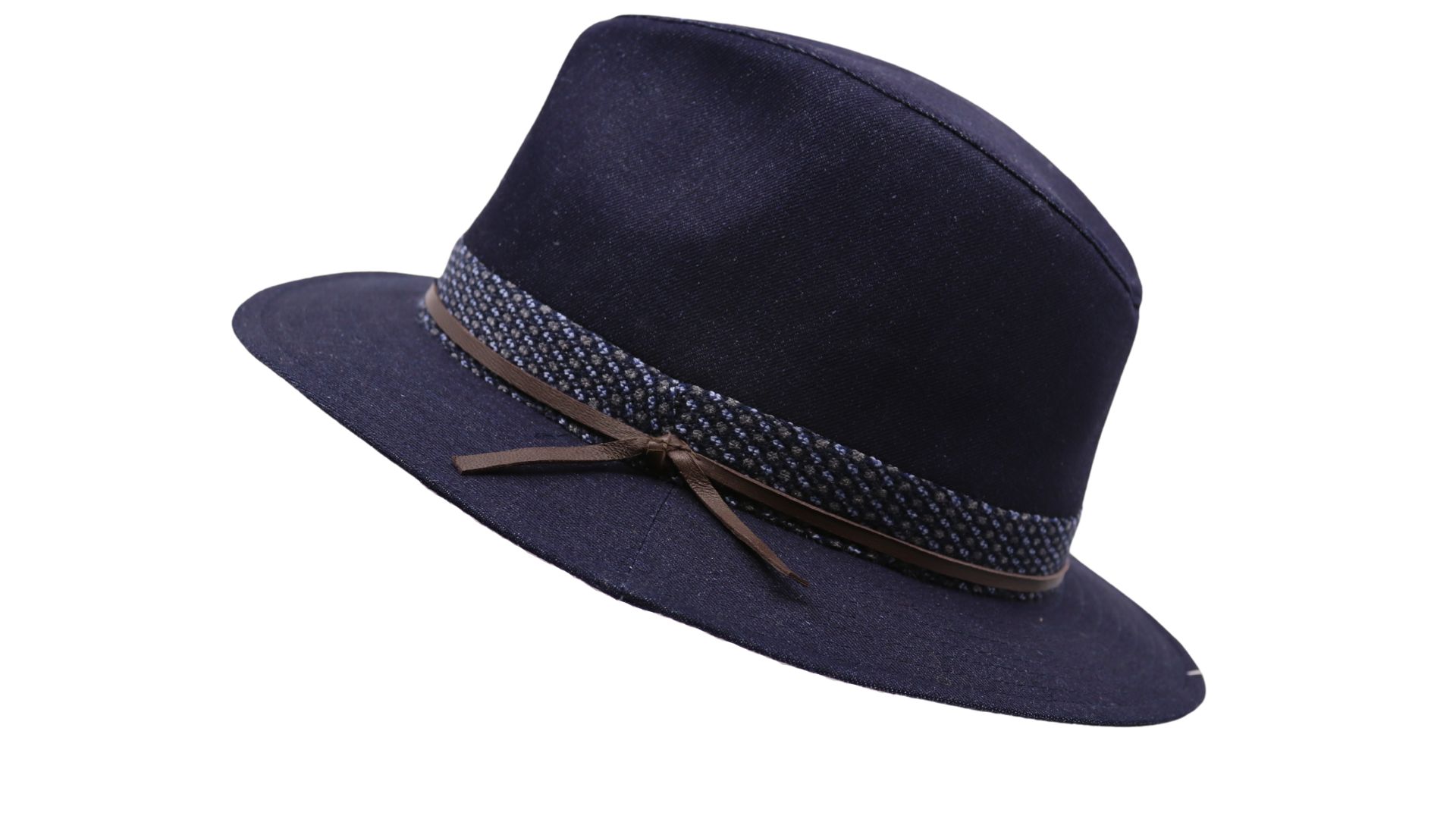 jos van dijck zomer fedora canvas jeansblauw