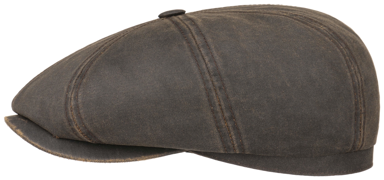 stetson hatteras newsboy cap old coated cotton brown