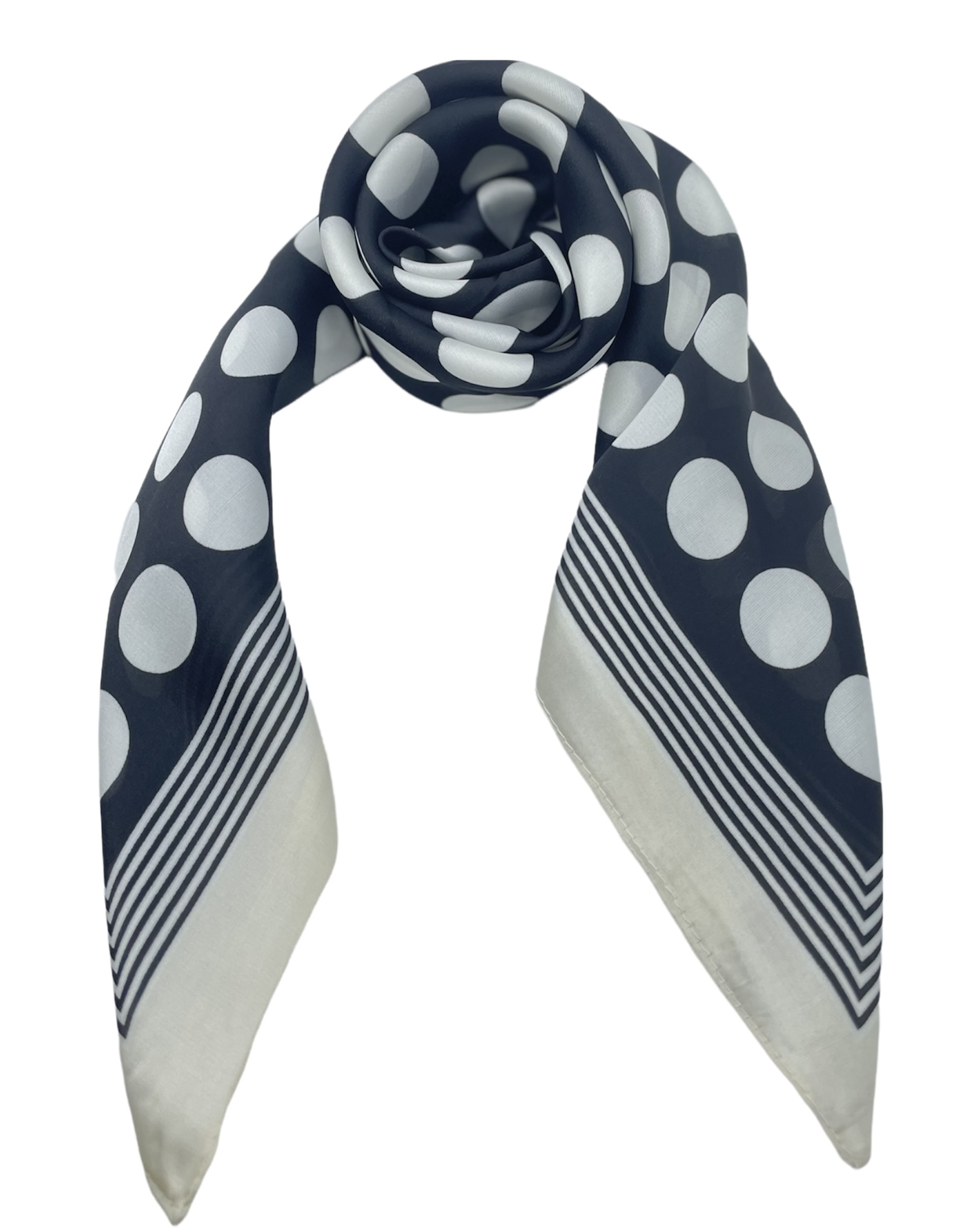 onkar neckerchief sjaaltje satijn polkadots black and ivory