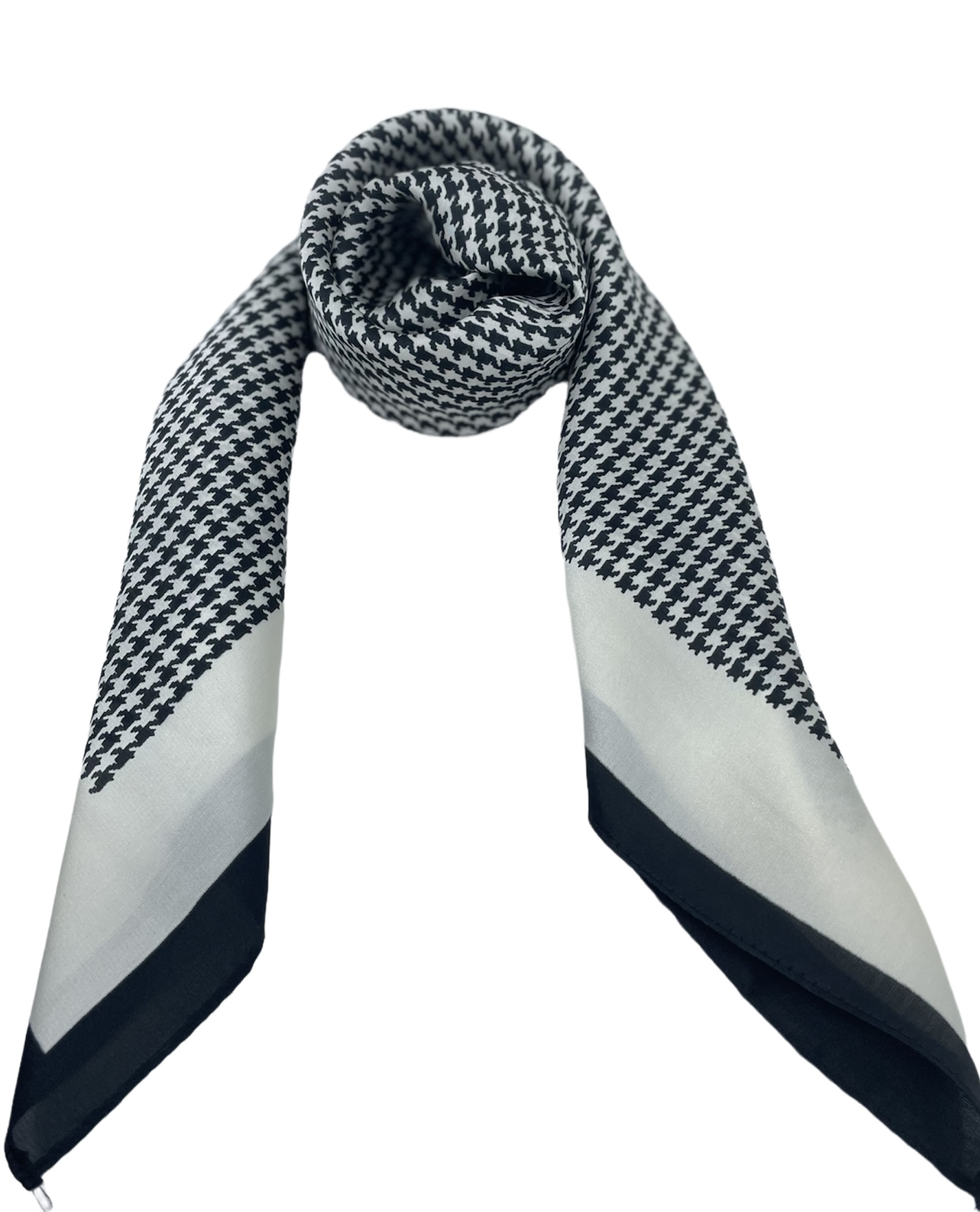 onkar neckerchief satijn pied de poule black and ivory