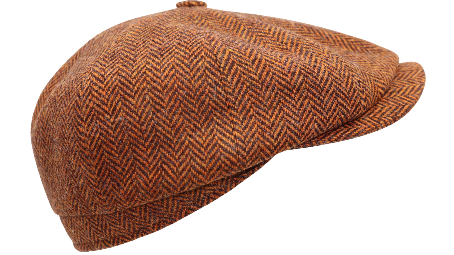 alfonso deste kyoto newsboy cap scheerwol visgraat roest bruin