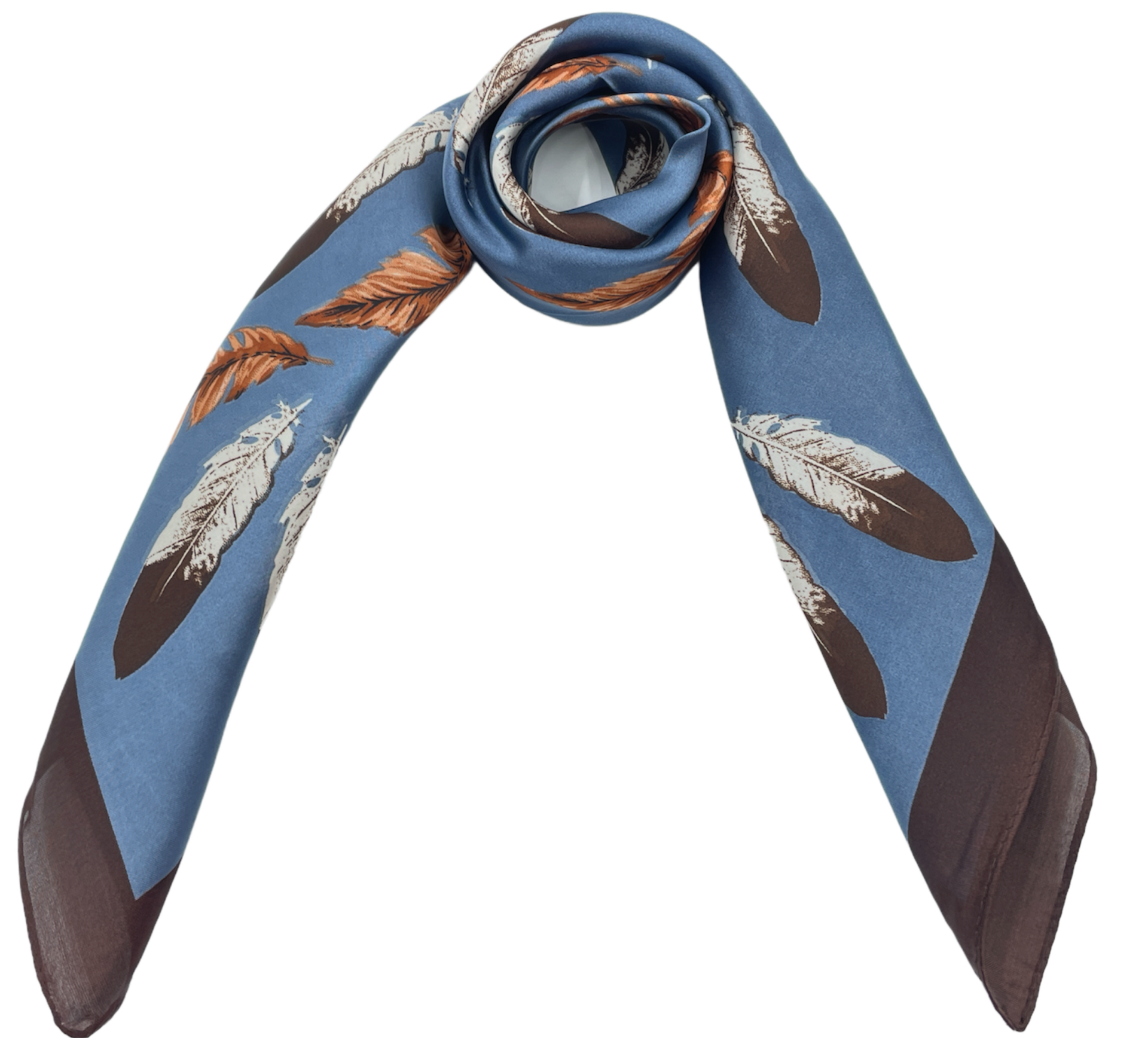 onkar neckerchief sjaal feathers blue and brown