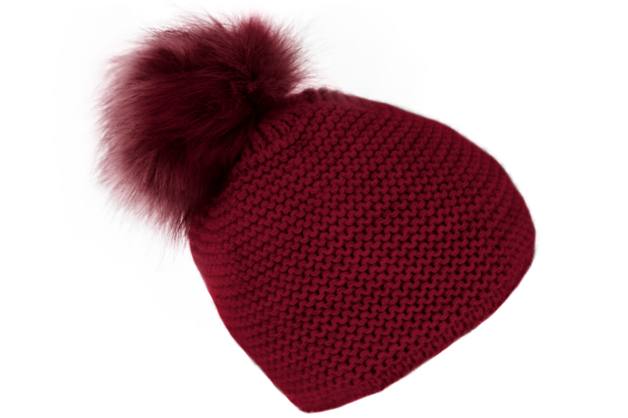 fiebig muts pompom po wolmix bordeaux