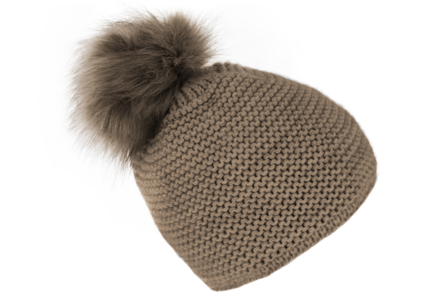 fiebig muts pompom po wolmix taupe