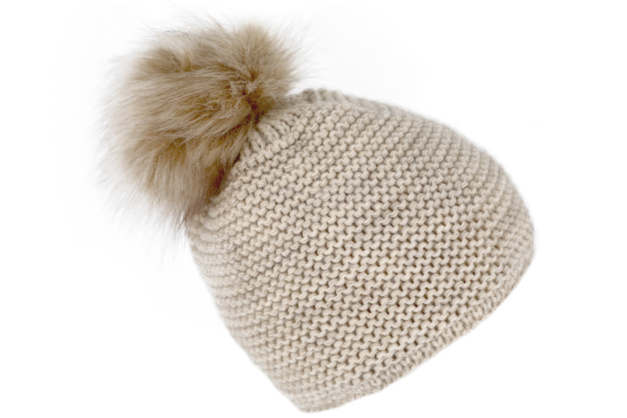 fiebig muts pompom po wolmix beige