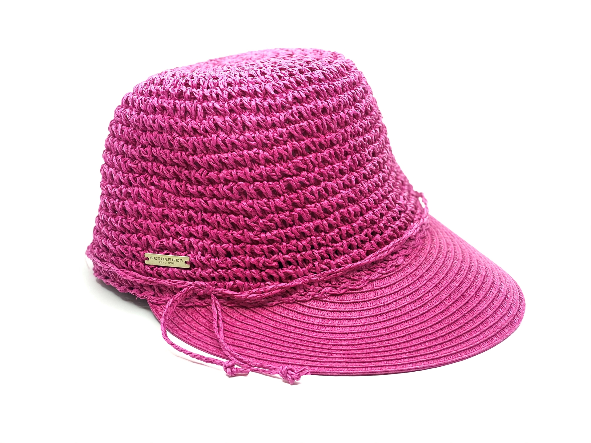 seeberger visor cap crochet papierstro fuchsia