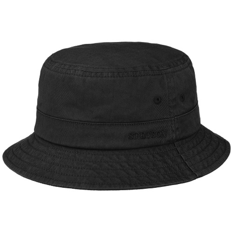 stetson bucket hat twill cotton vissershoed zwart