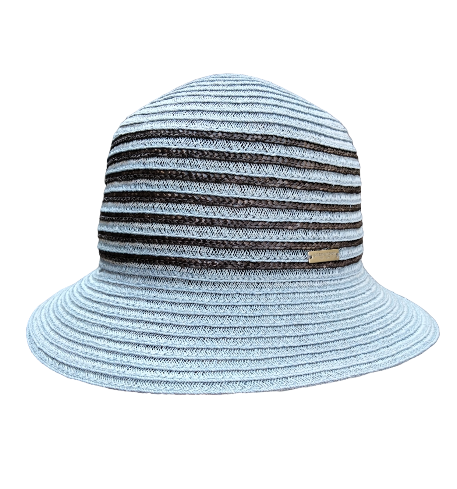 seeberger cloche stro stripe light blue anthracite