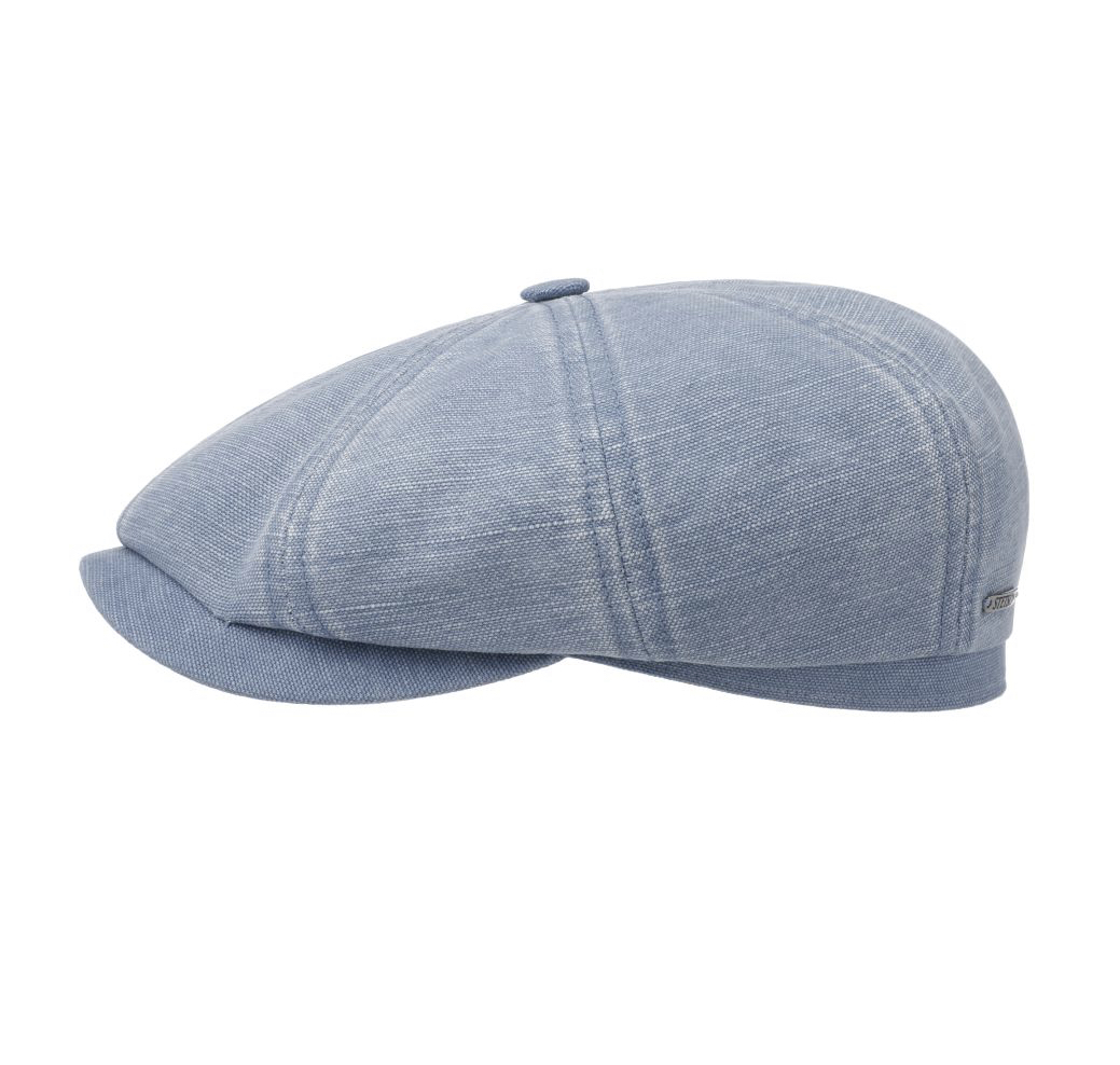 stetson hatteras newsboy cap cotton linen vintage blue