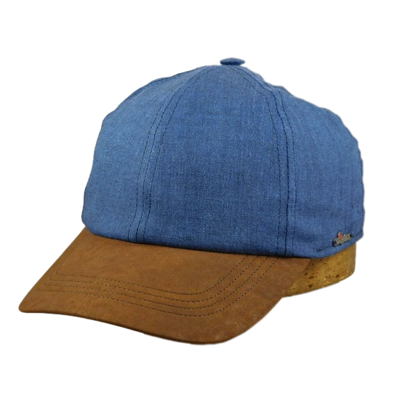 wigens baseball cap linnen met suede look blauw