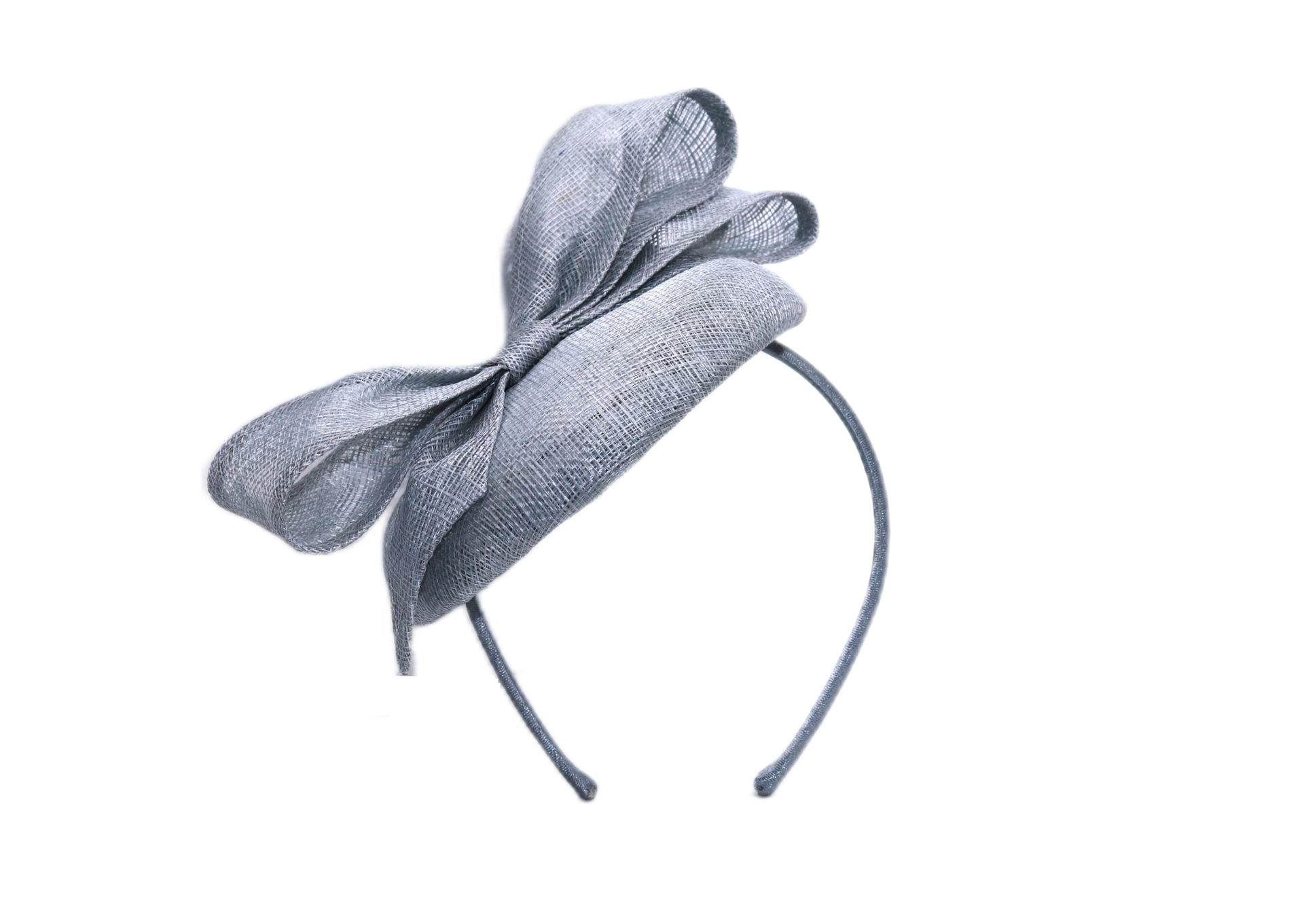 maddox fascinator dopje met strik sinamay bluebell