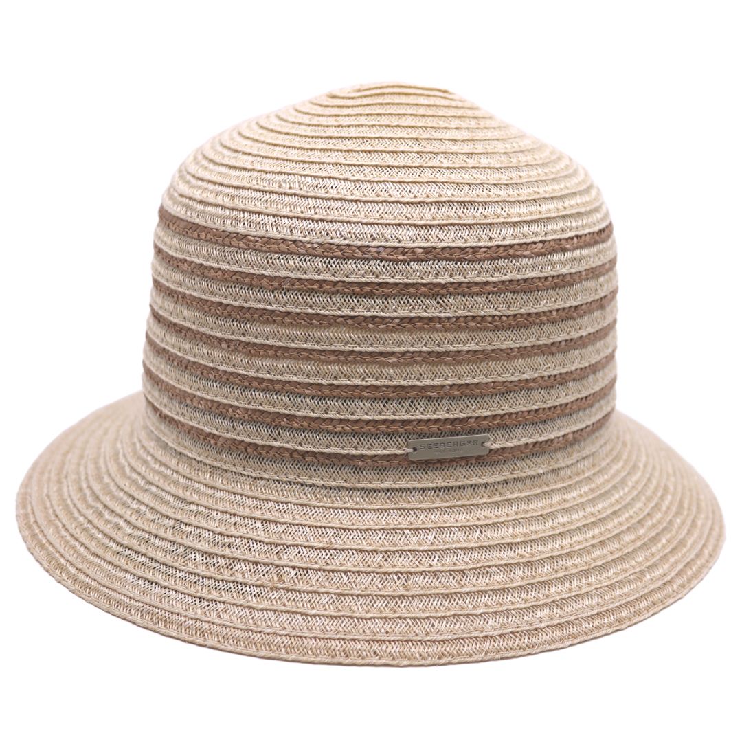 seeberger cloche stro stripe linen sand