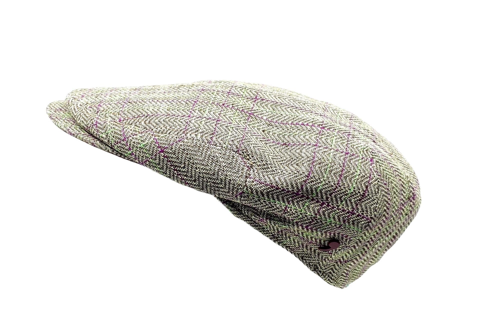 alfonso d este flatcap new york linnen visgraat naturel groen magenta