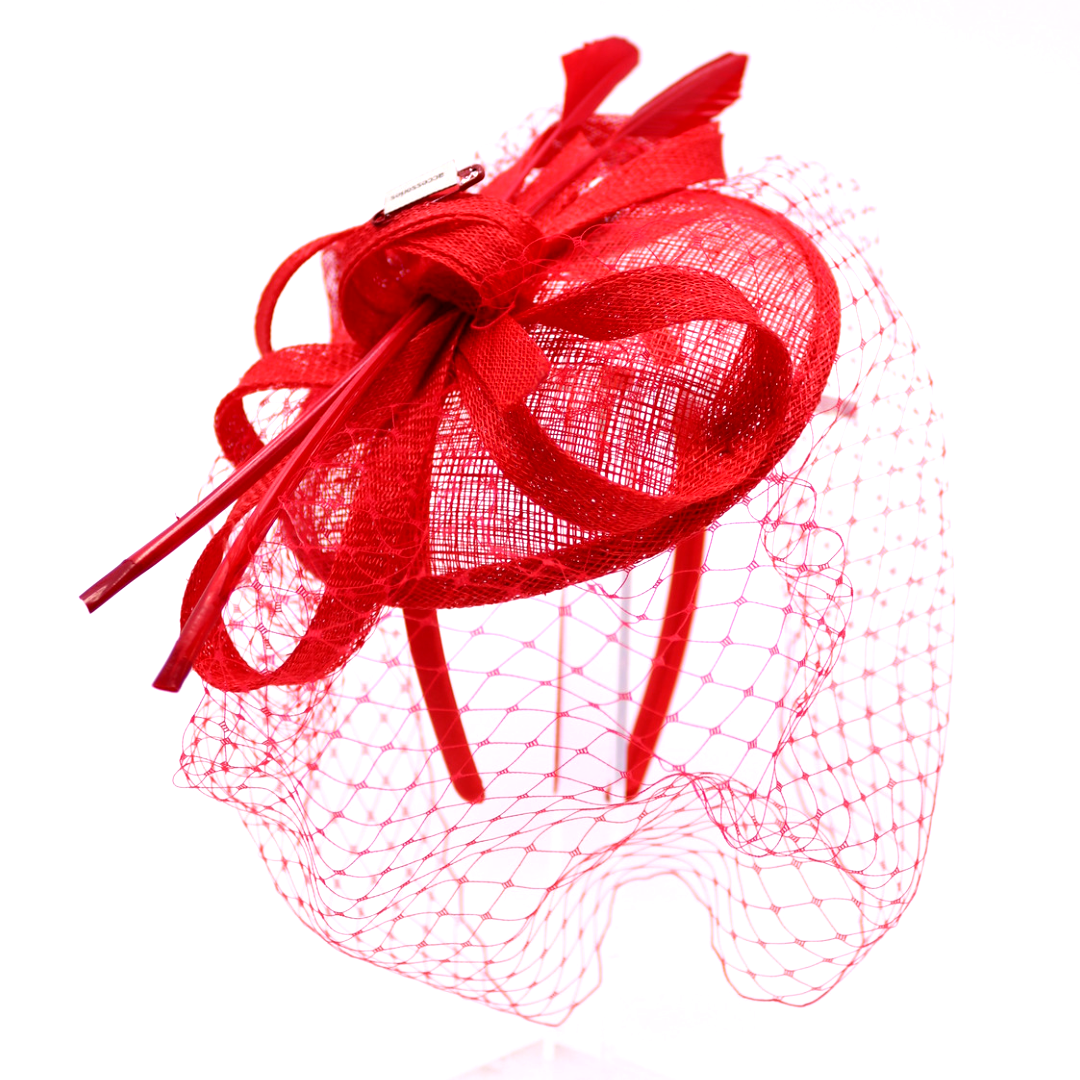 bedacht fascinator valetta sinamay en voile rood