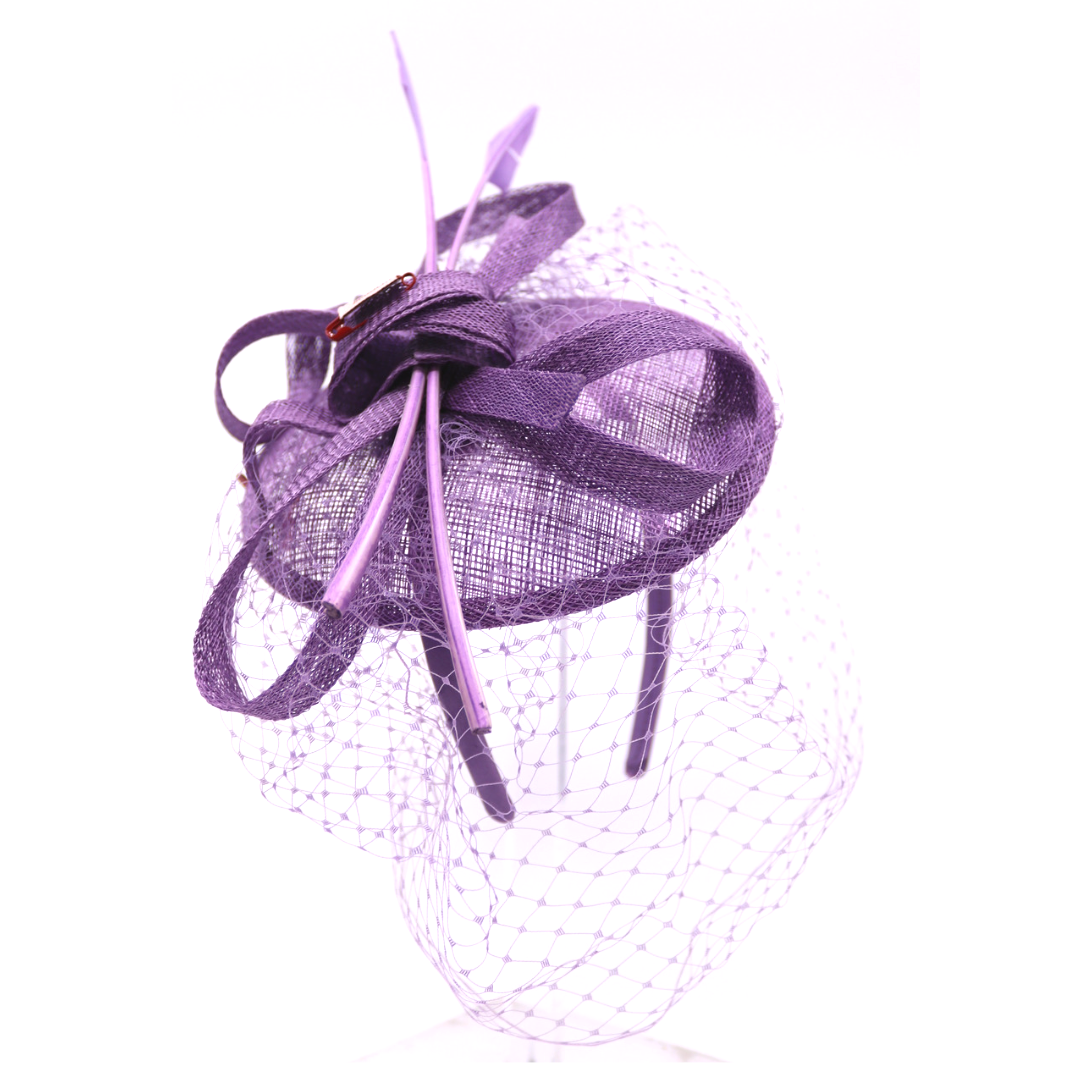 bedacht fascinator valetta sinamay en voile lavendel