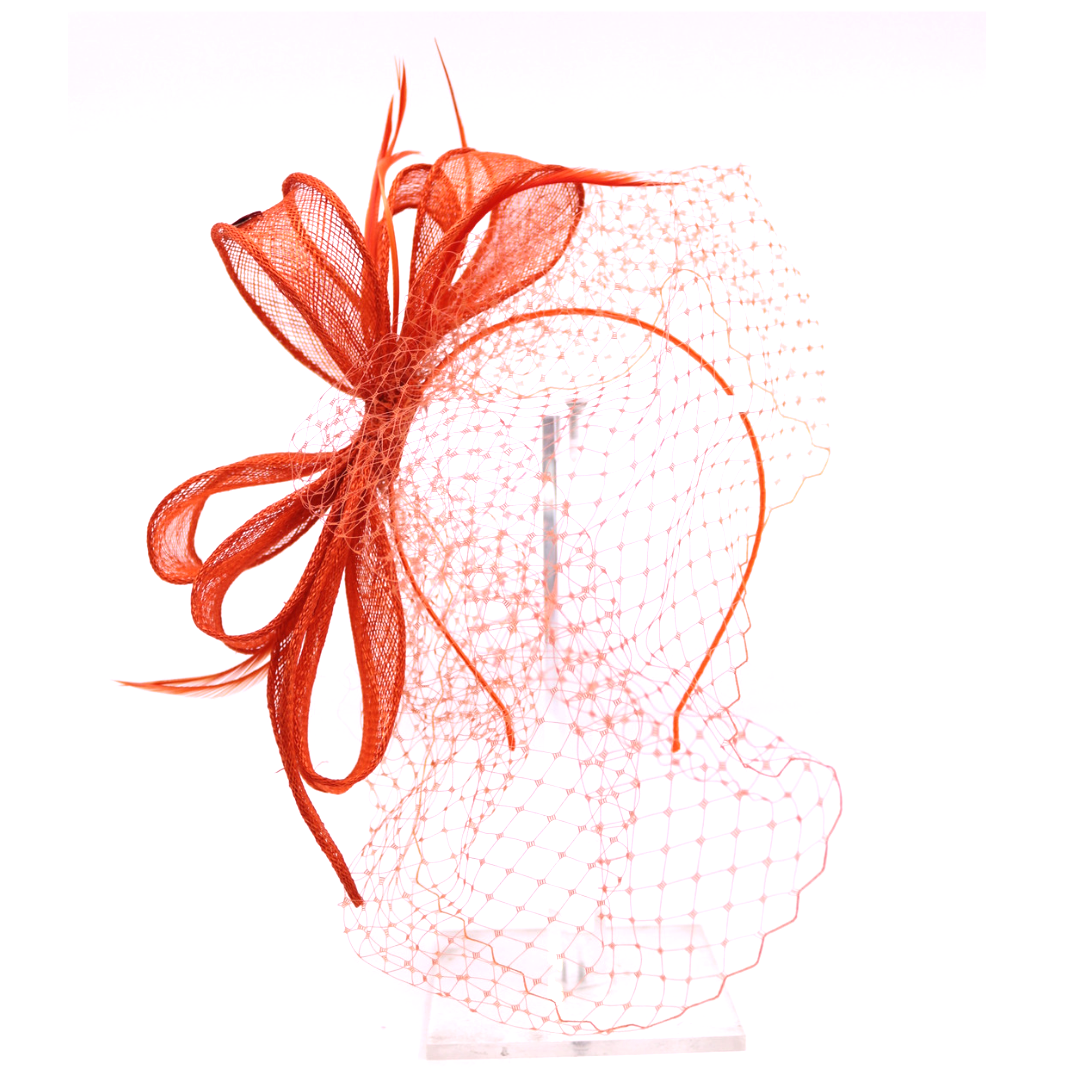 bedacht fascinator tammy strik sinamay en voile burnt orange