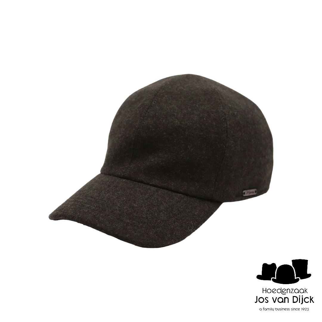 wigens baseball classic cap met oorklep wol olive melange