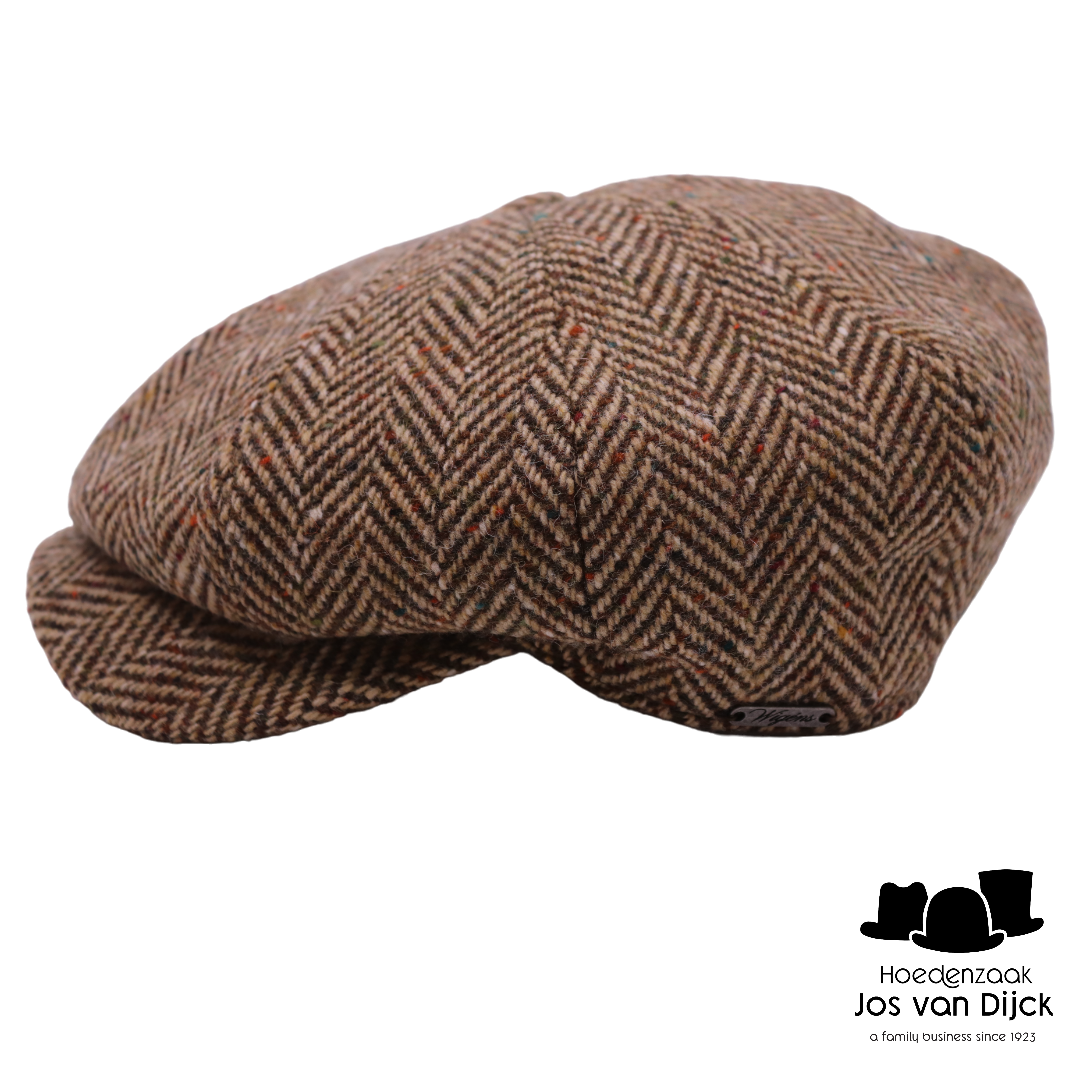 wigens newsboy retro cap magee wool herringbone light brown