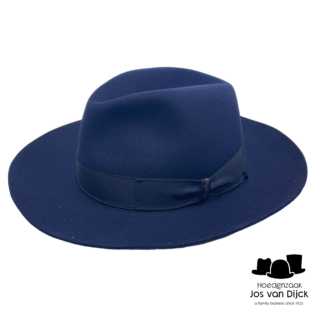 borsalino qs folar fedora brede rand haarvilt navy blauw