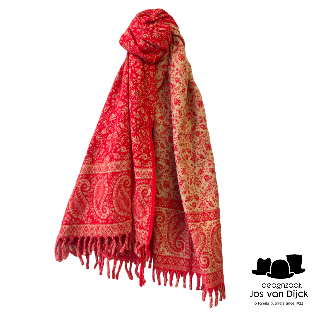 onkar tibetan blanket scarf yak wolmix flame red 