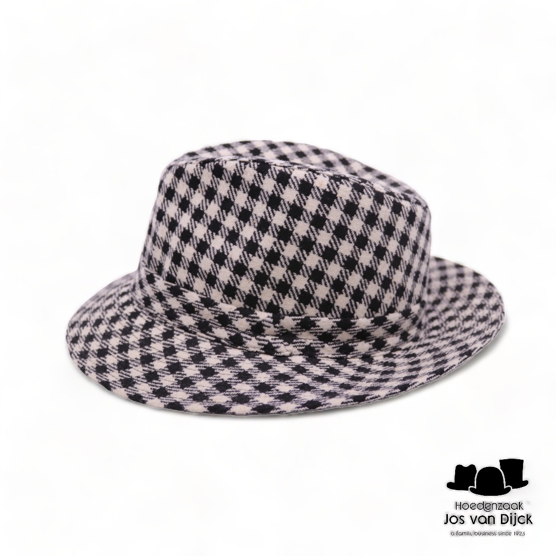 mida fedora checkers ruit zwart en wit