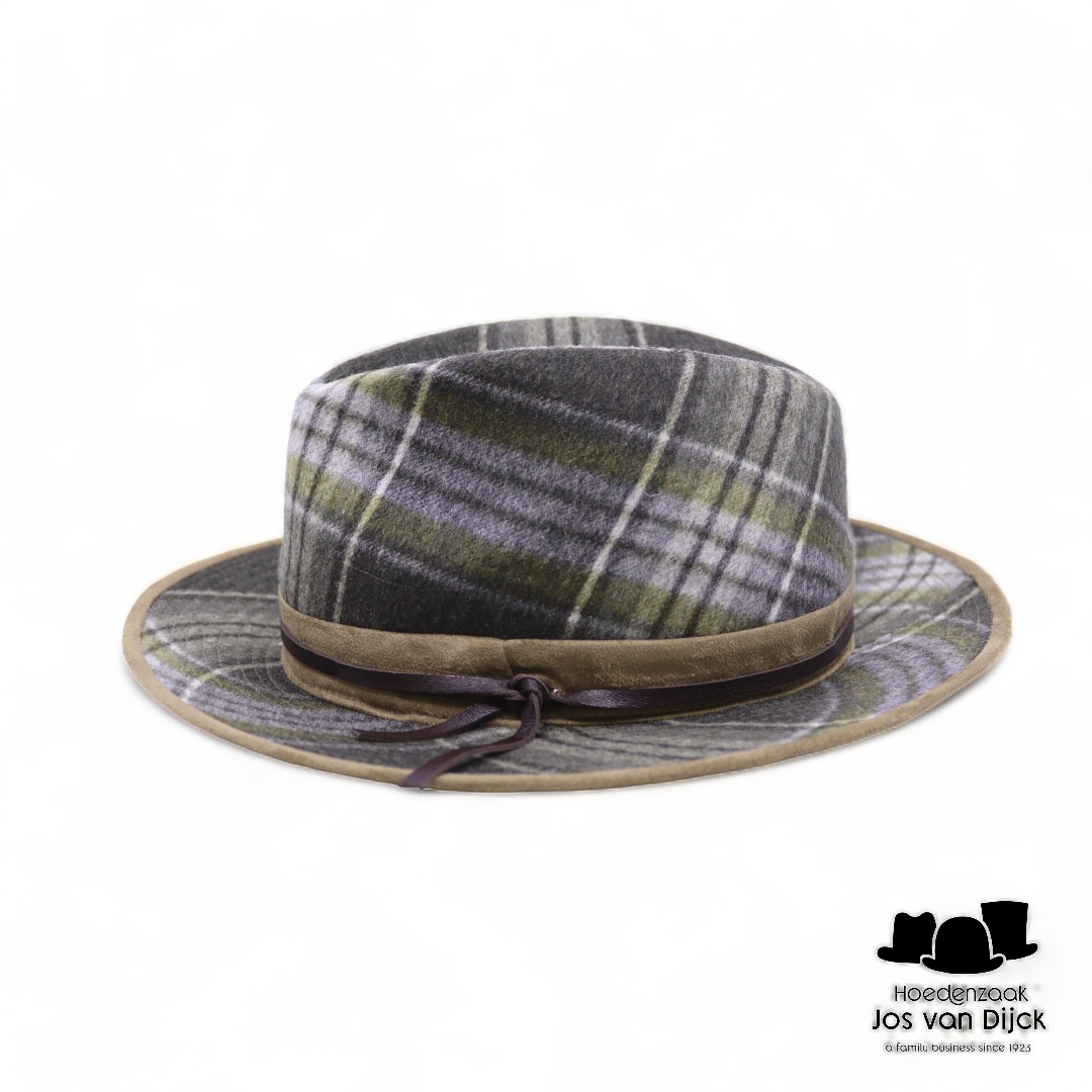 jos van dijck fedora tweedhoed plaid verde