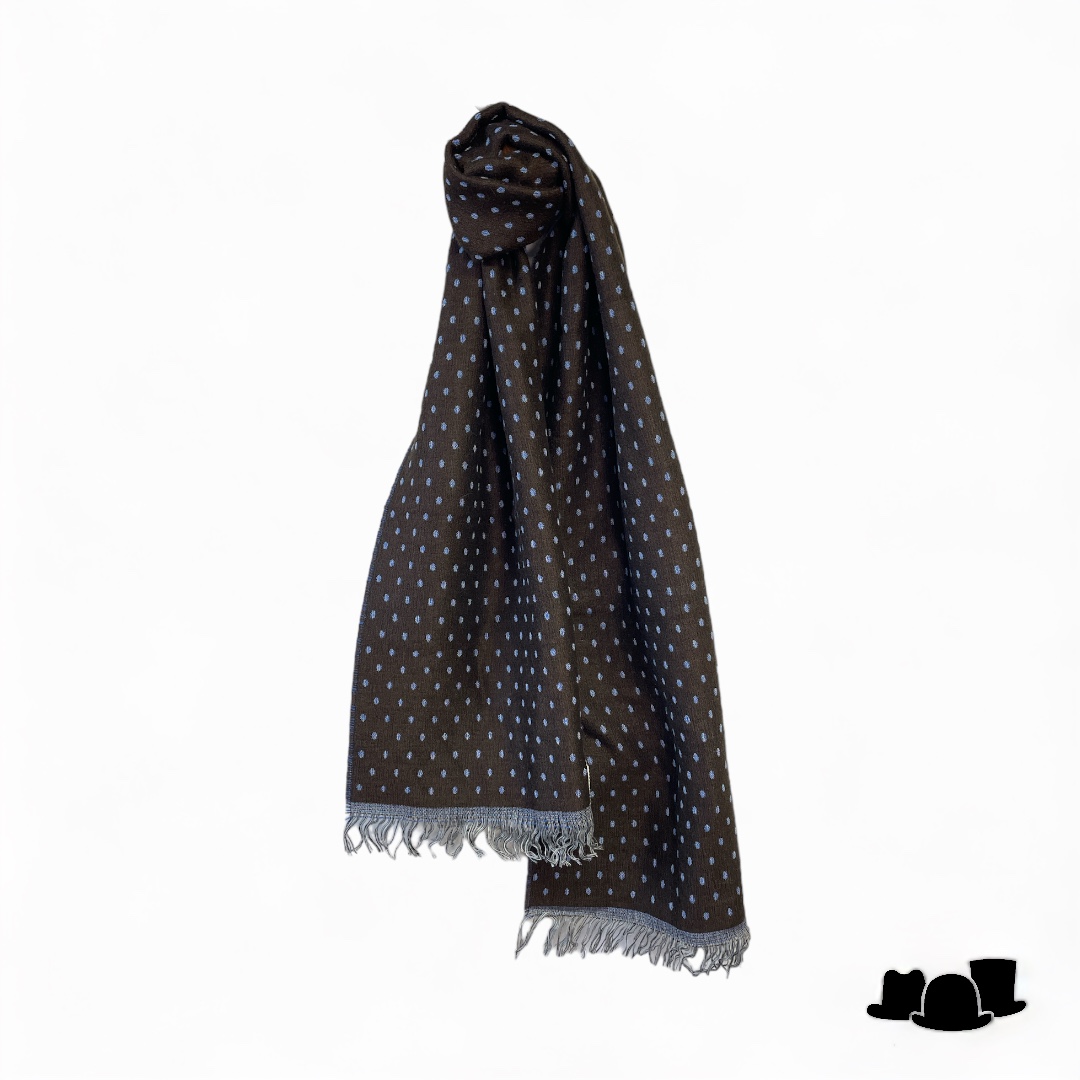 panizza sjaal viscose mix polka dot bruin blauw