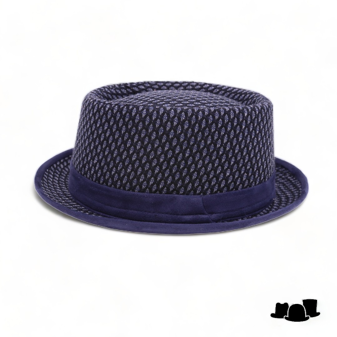 jos van dijck pork pie wolmix suedine navy argyle 