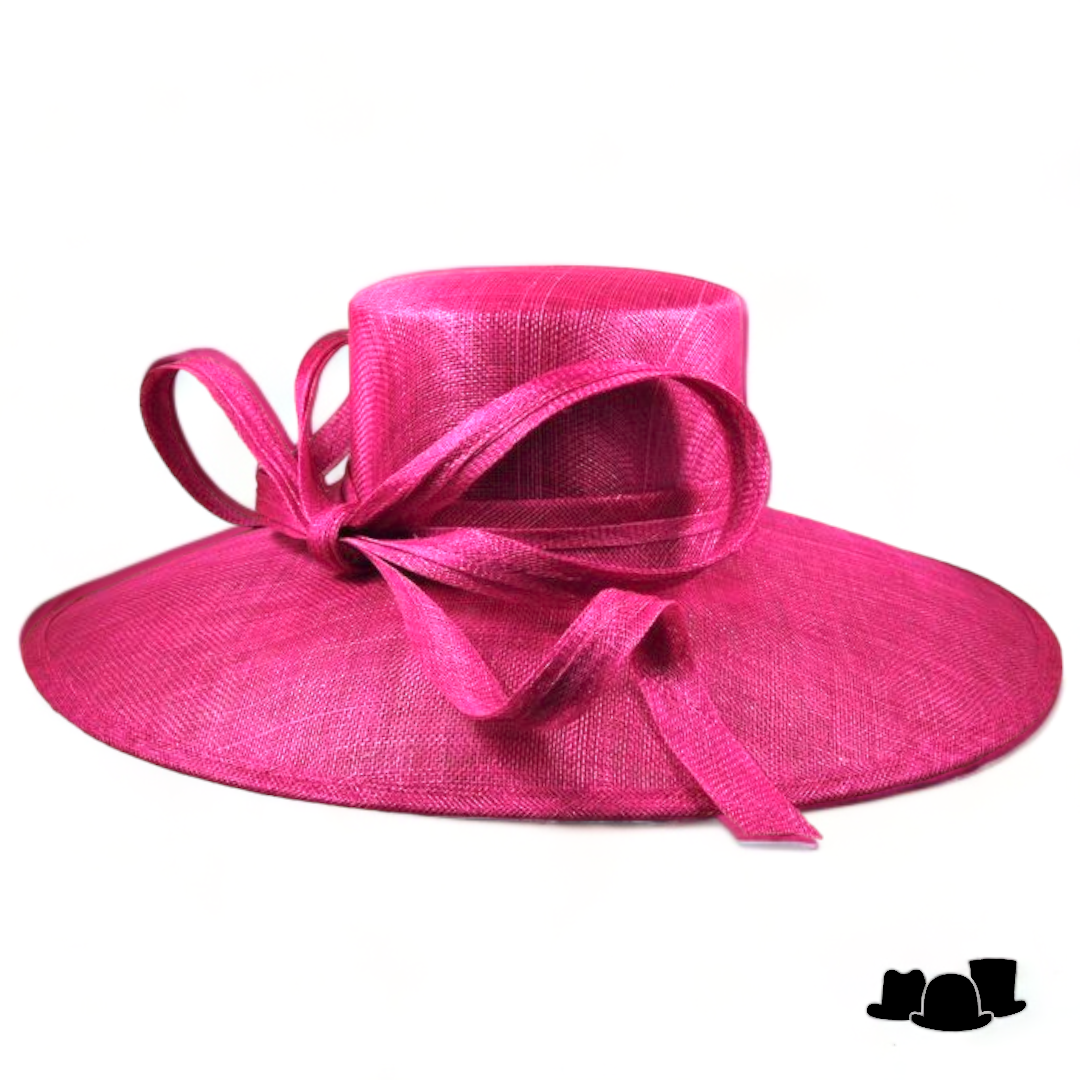 Maddox Occasion Hat Wide Brim Slim Bow MAGENTA