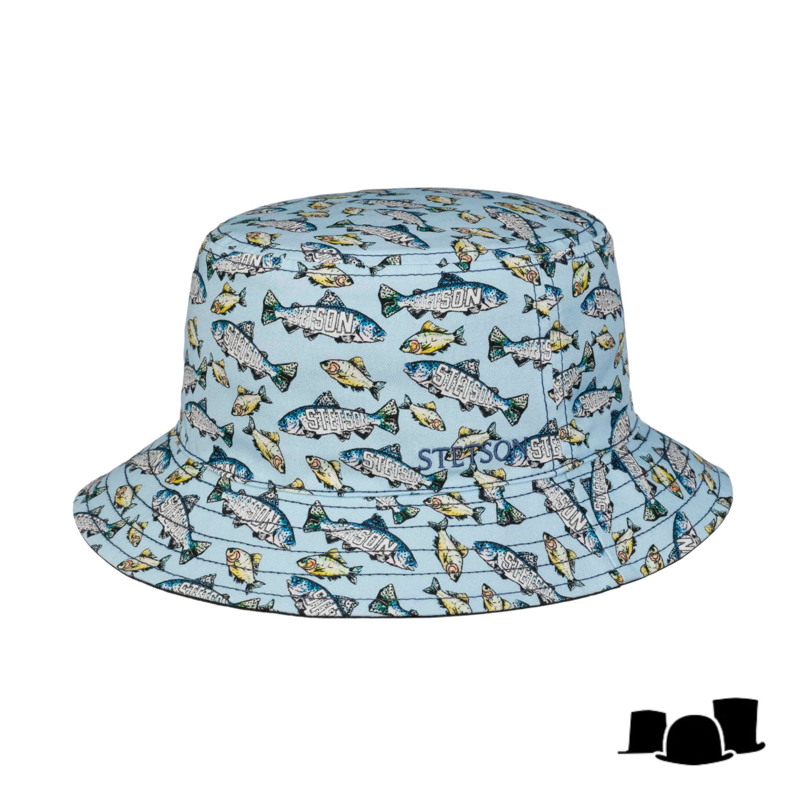 stetson bucket hat reversible fish blue black