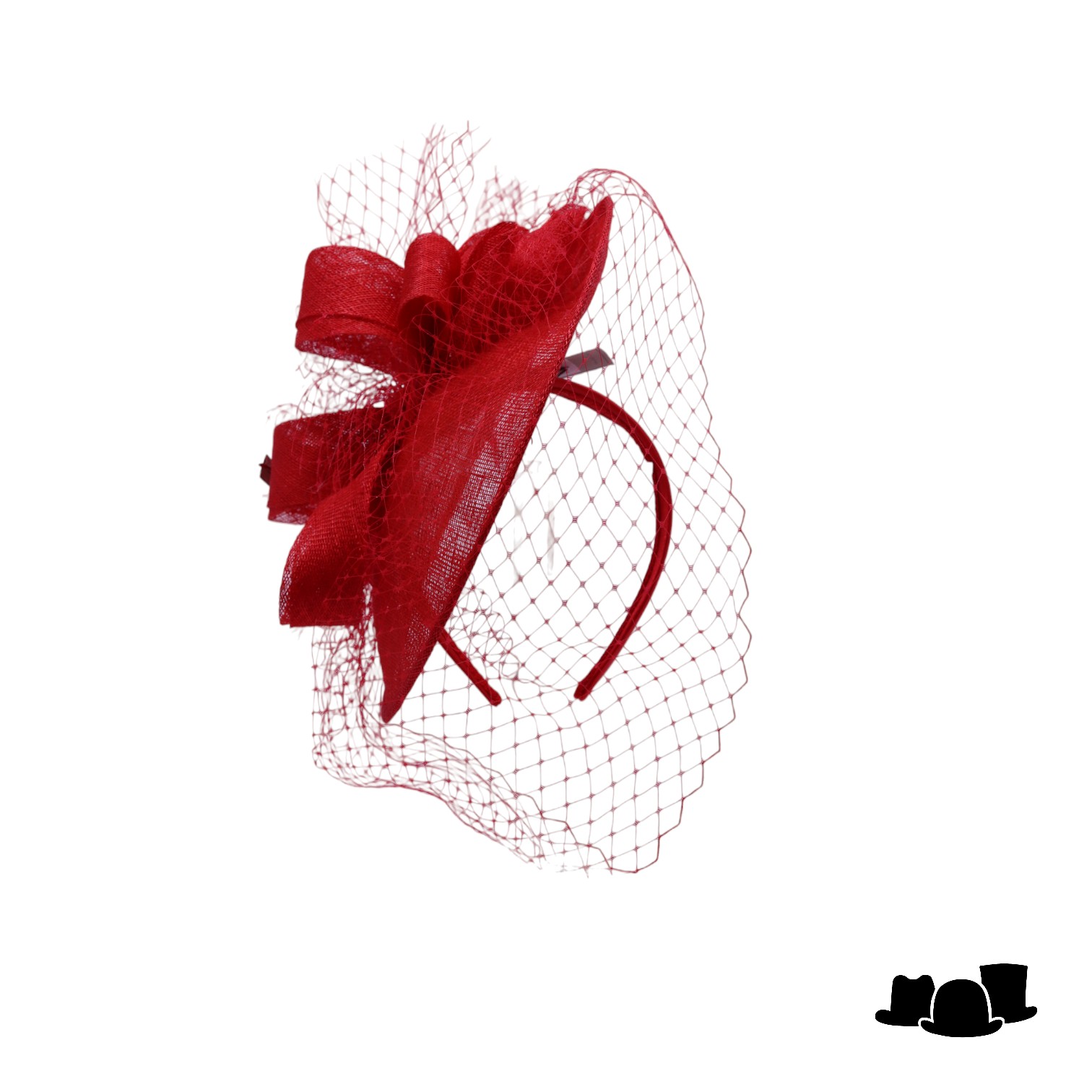 bedacht fascinator ines krullen sinamay en voile rood