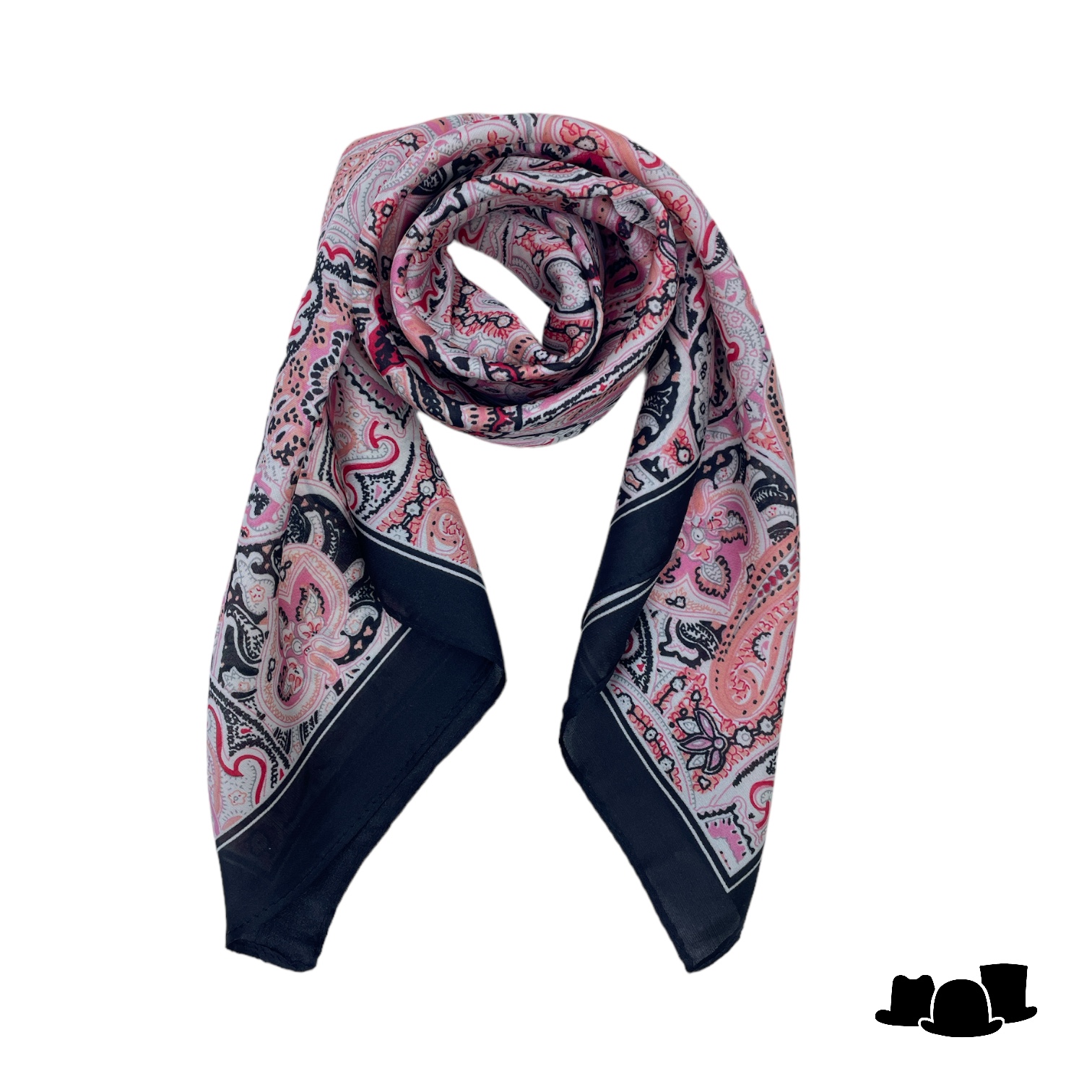 onkar neckerchief paisley black and pink